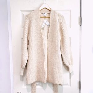 NWT TopShop Knit Long Open Front Cardigan with Tie Waist